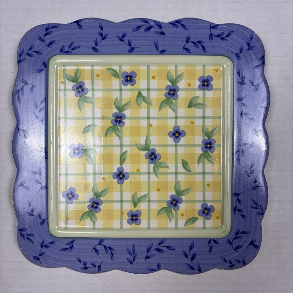 Pfaltzgraff Summer Breeze Square Trivet 8 " Hot Plate Stoneware Vintage 1990's